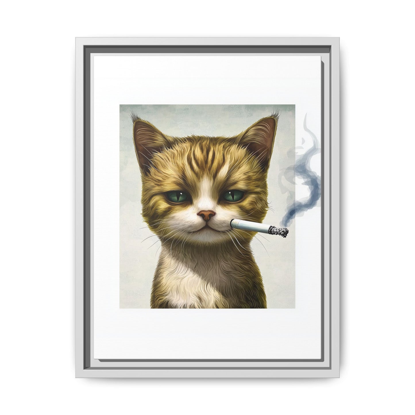 Rebellious Cat Smoking Art Print | Framed Canvas Wall Decor