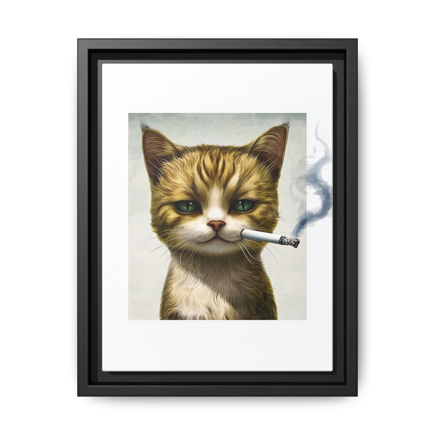 Rebellious Cat Smoking Art Print | Framed Canvas Wall Decor