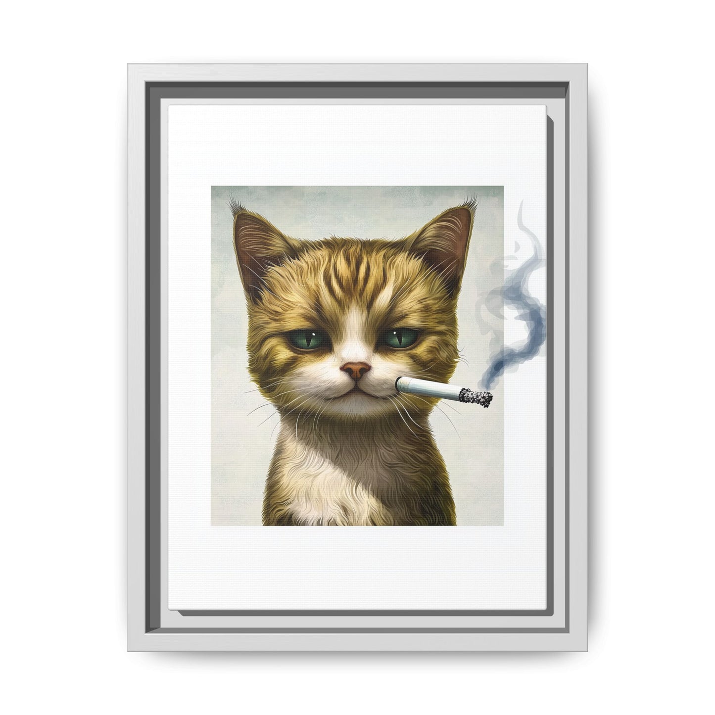 Rebellious Cat Smoking Art Print | Framed Canvas Wall Decor