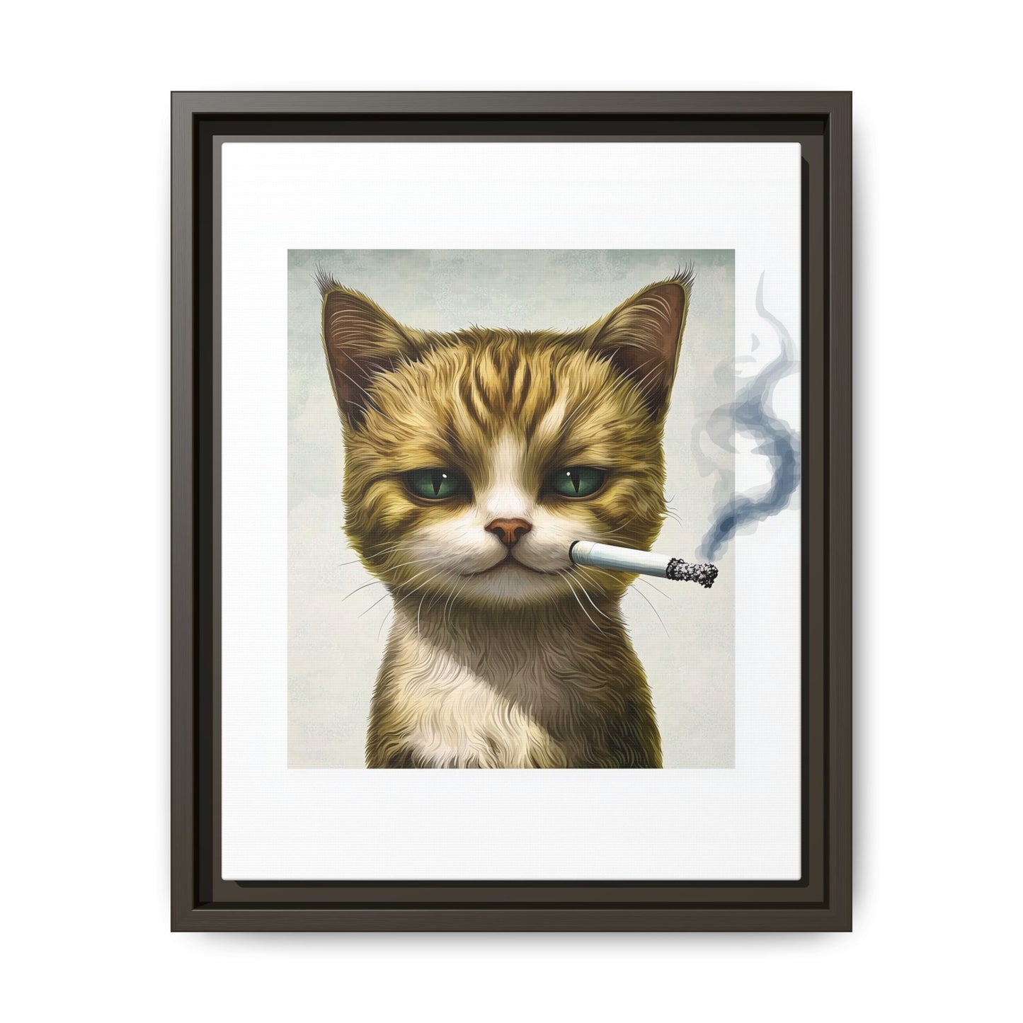 Rebellious Cat Smoking Art Print | Framed Canvas Wall Decor