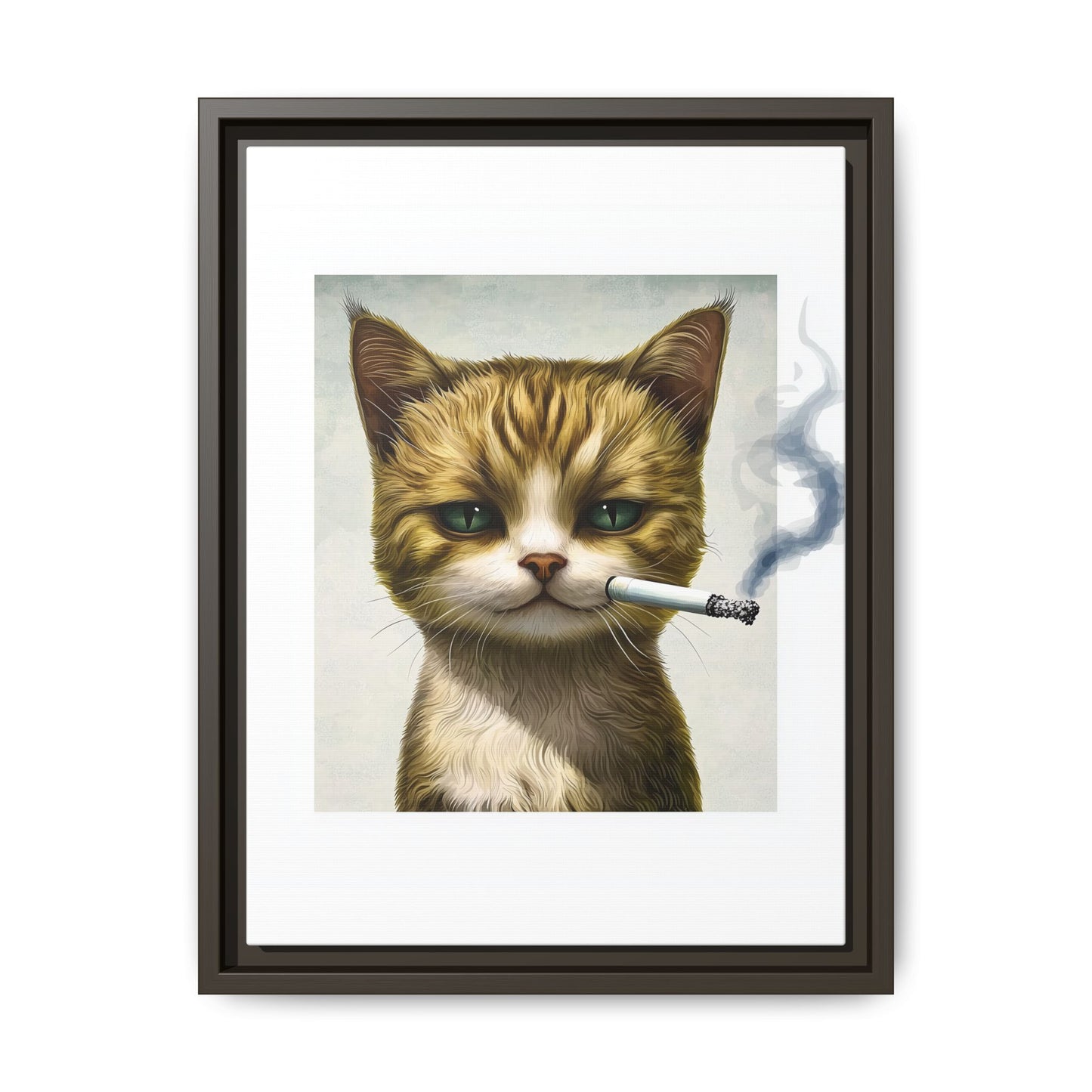 Rebellious Cat Smoking Art Print | Framed Canvas Wall Decor