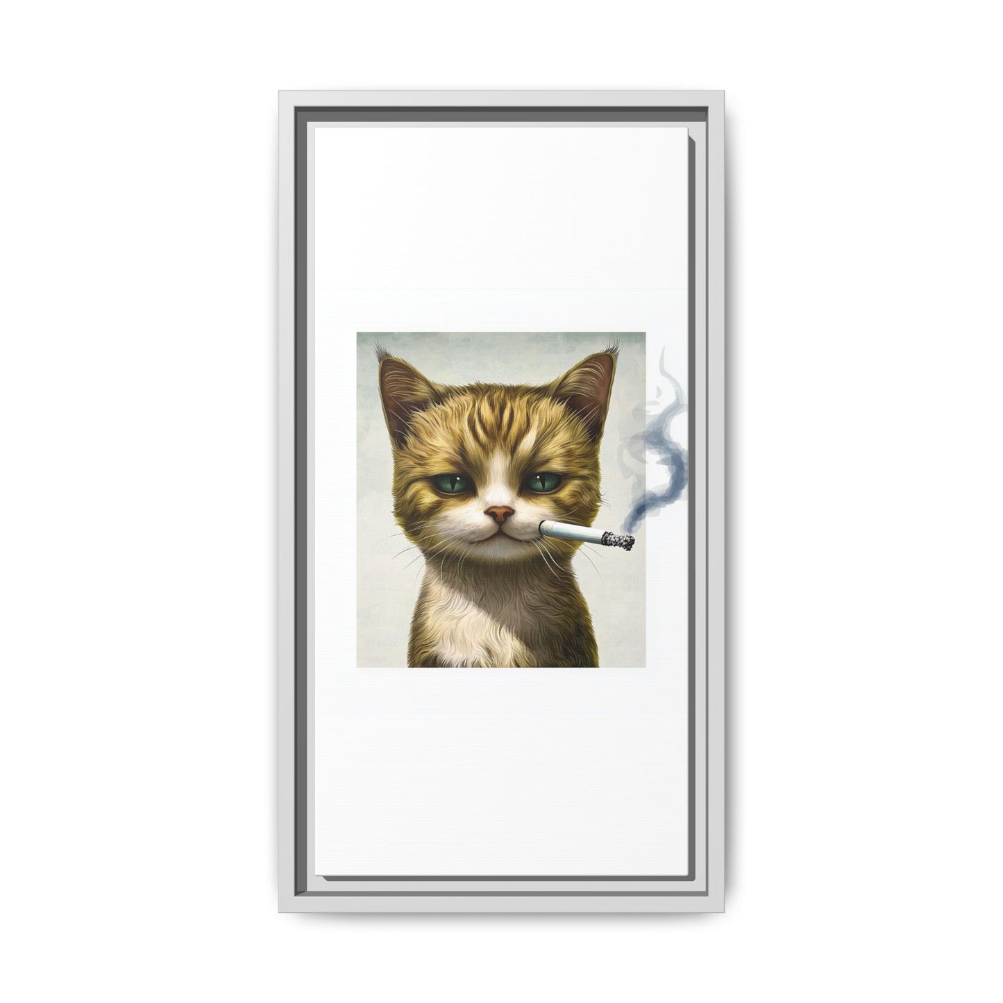 Rebellious Cat Smoking Art Print | Framed Canvas Wall Decor