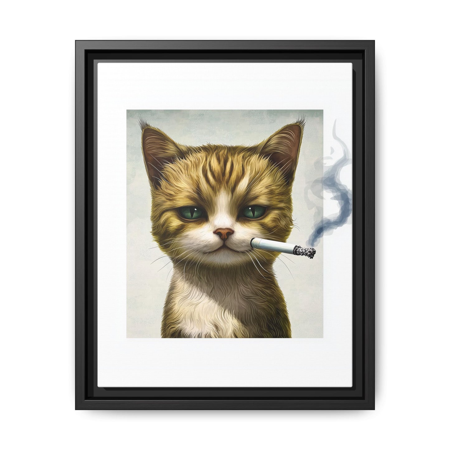 Rebellious Cat Smoking Art Print | Framed Canvas Wall Decor