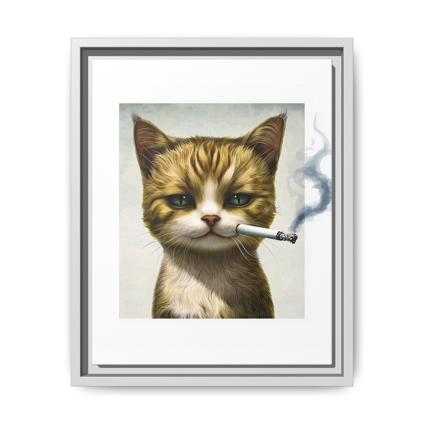 Rebellious Cat Smoking Art Print | Framed Canvas Wall Decor