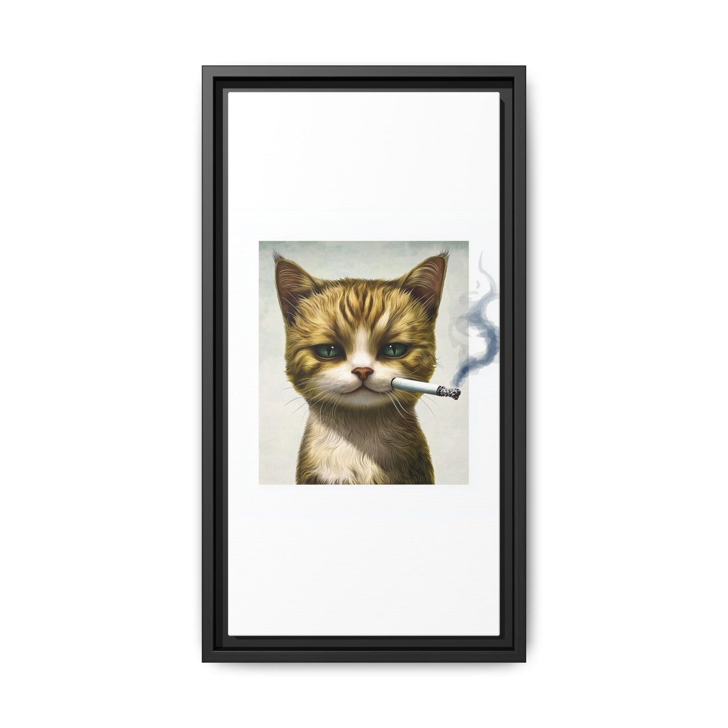 Rebellious Cat Smoking Art Print | Framed Canvas Wall Decor