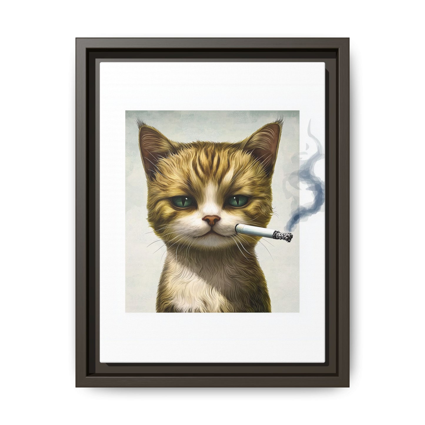 Rebellious Cat Smoking Art Print | Framed Canvas Wall Decor