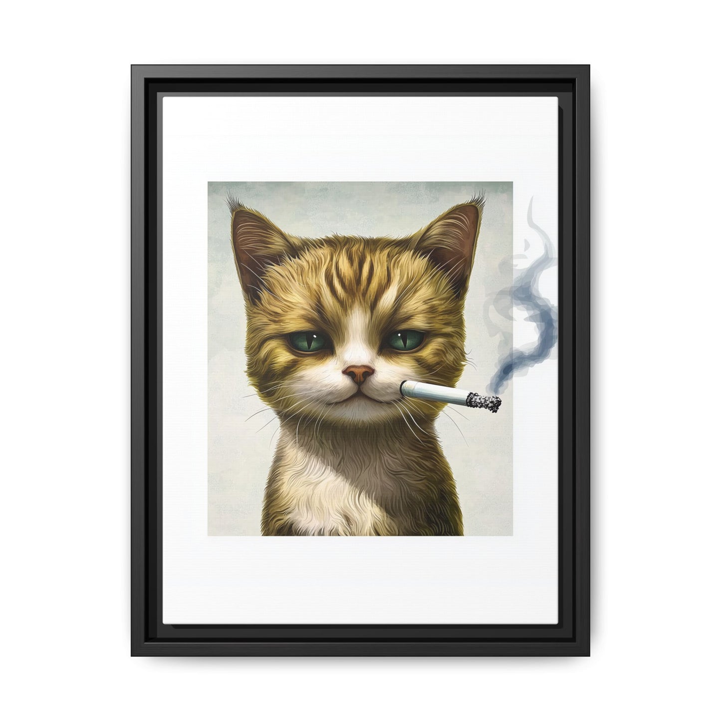 Rebellious Cat Smoking Art Print | Framed Canvas Wall Decor