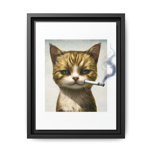 Rebellious Cat Smoking Art Print | Framed Canvas Wall Decor